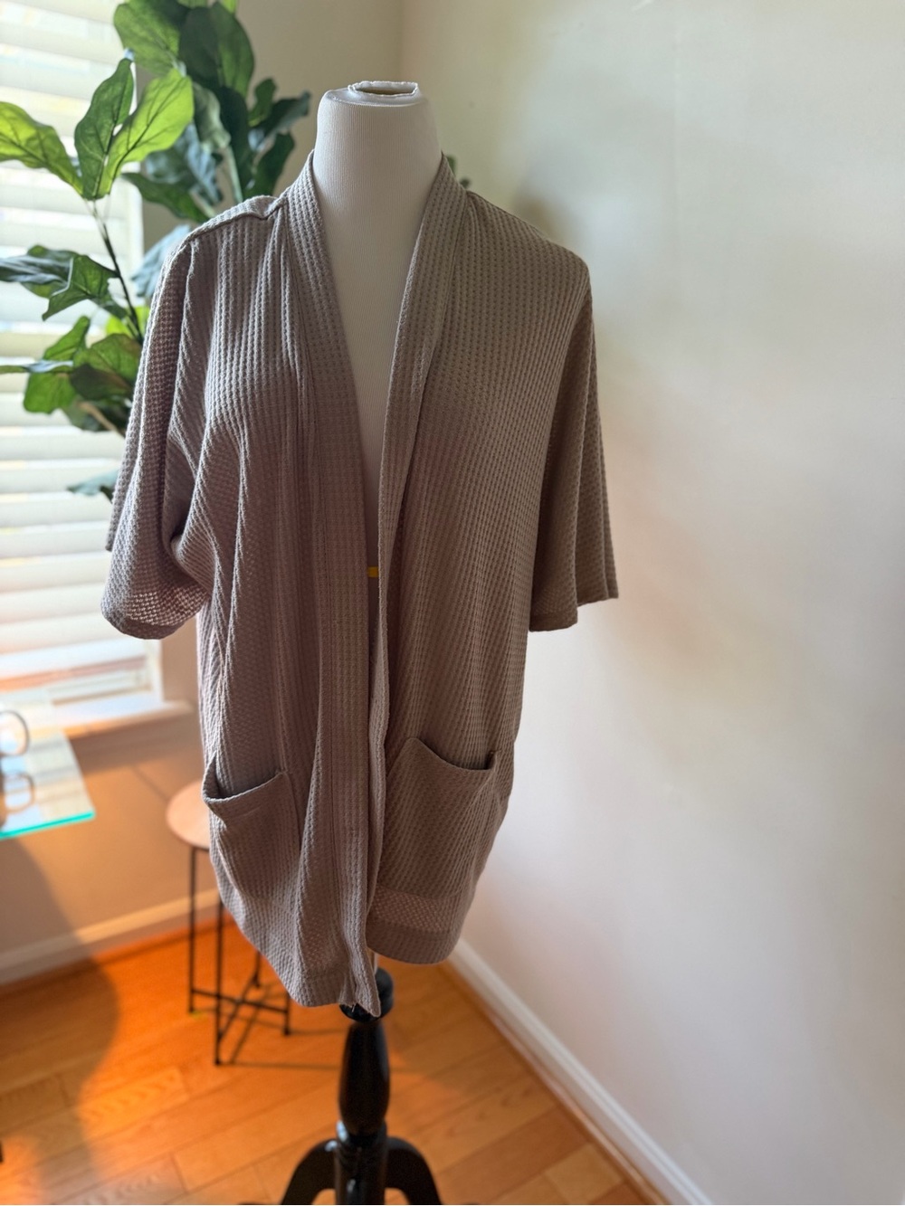 Maurices Taupe Waffle Knit Pullover - L/XL